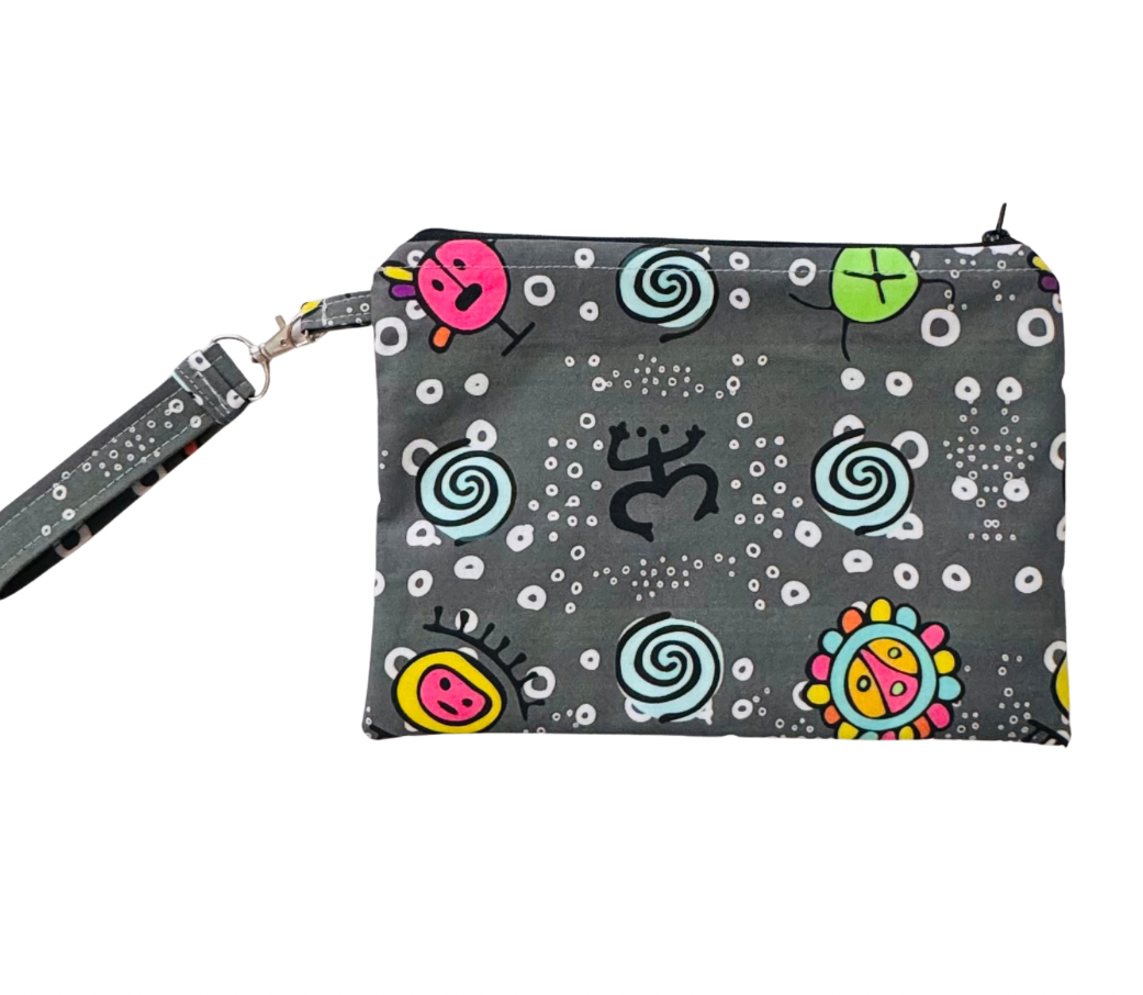 Puerto Rico Taíno Inspired Zippered Pouch with Key Fob | Handmade Wristlet