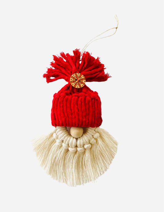 Macrame Santa Gnome Ornament