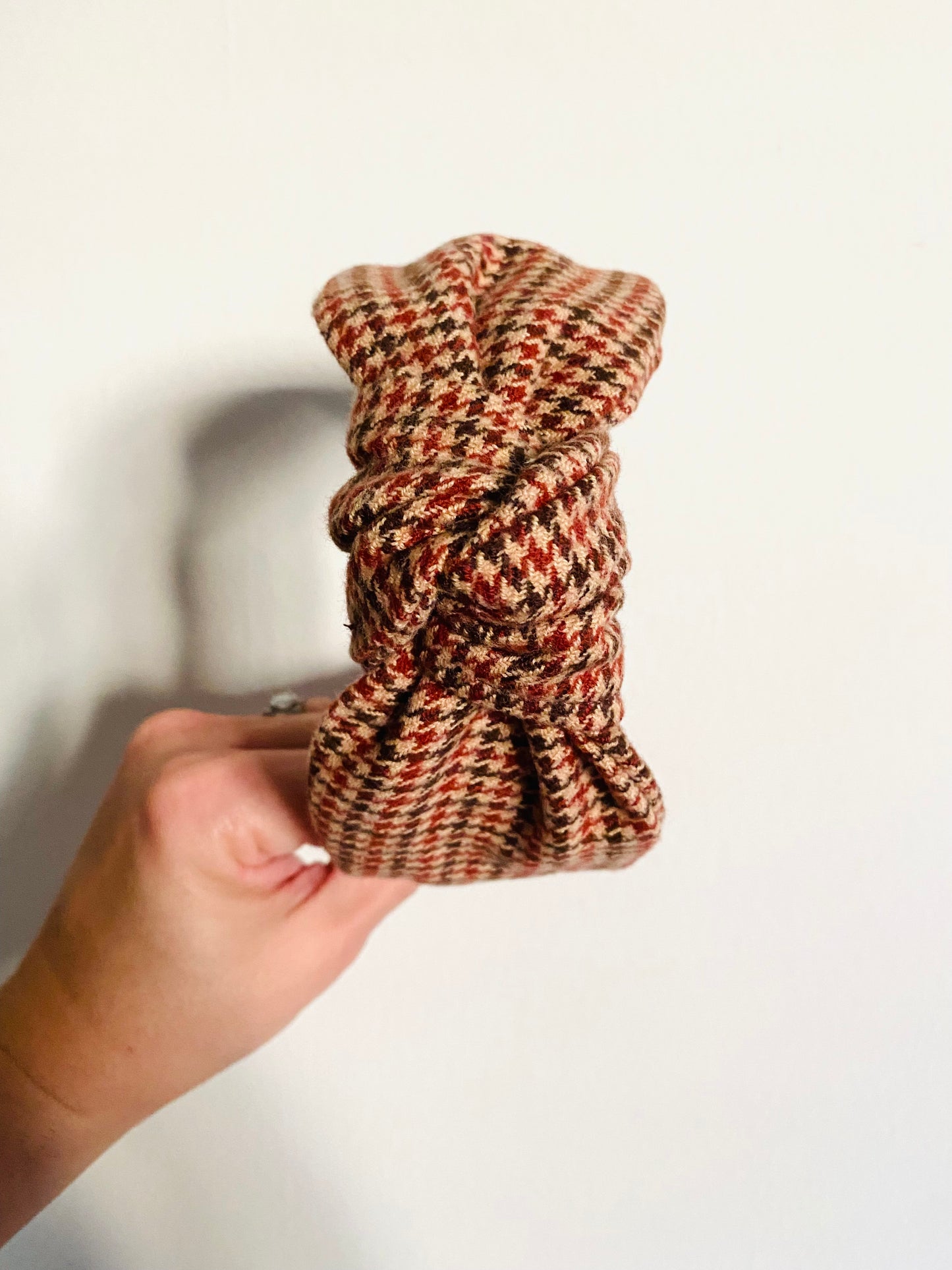 Burgundy Mini Tattersal Knotted Classic Headband