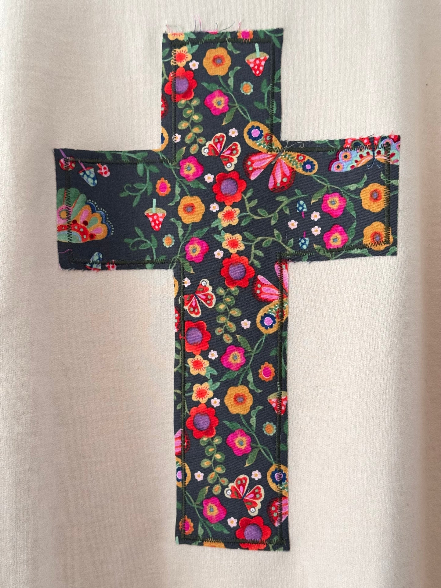 Floral Cross Appliqué Crewneck Sweatshirt | Faith-Based Christian Clothing