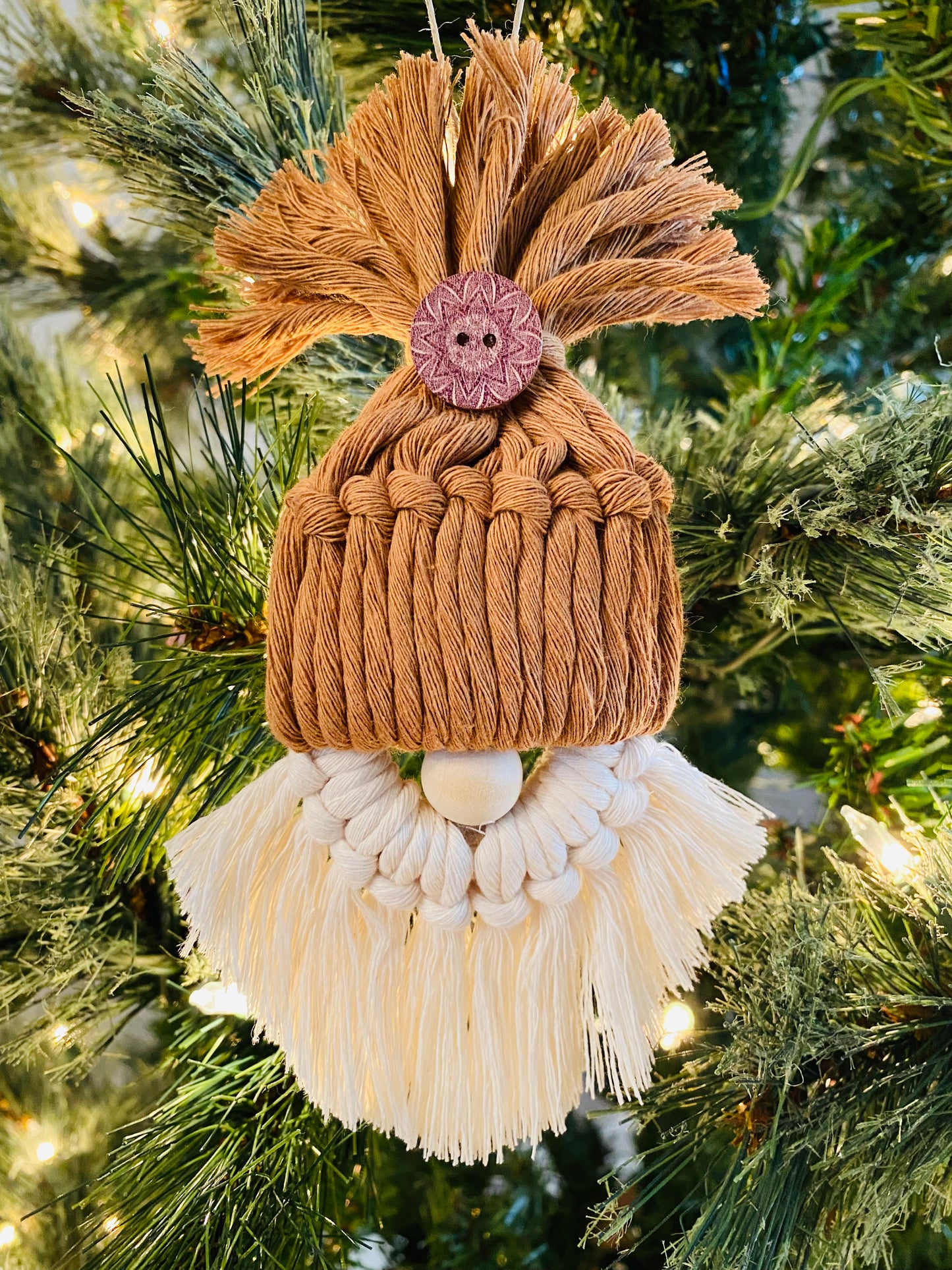 Macrame Santa Gnome Ornament
