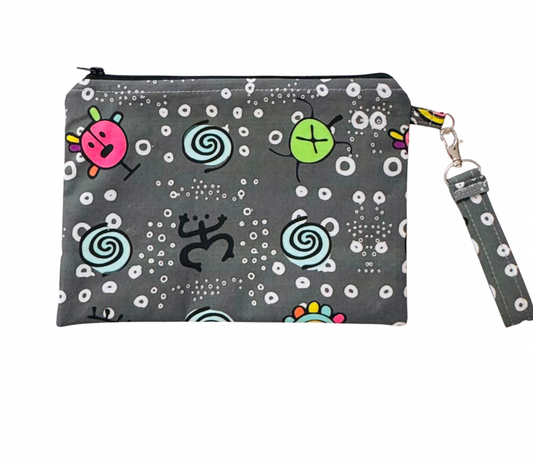 Puerto Rico Taíno Inspired Zippered Pouch with Key Fob | Handmade Wristlet