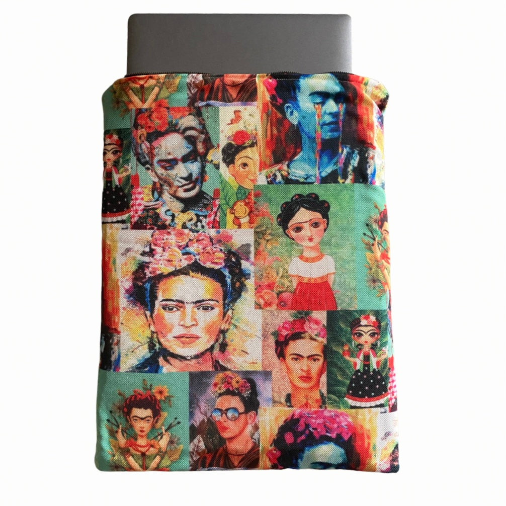 Frida Kahlo Laptop Zippered Bag/ Oversized Fold-over Clutch