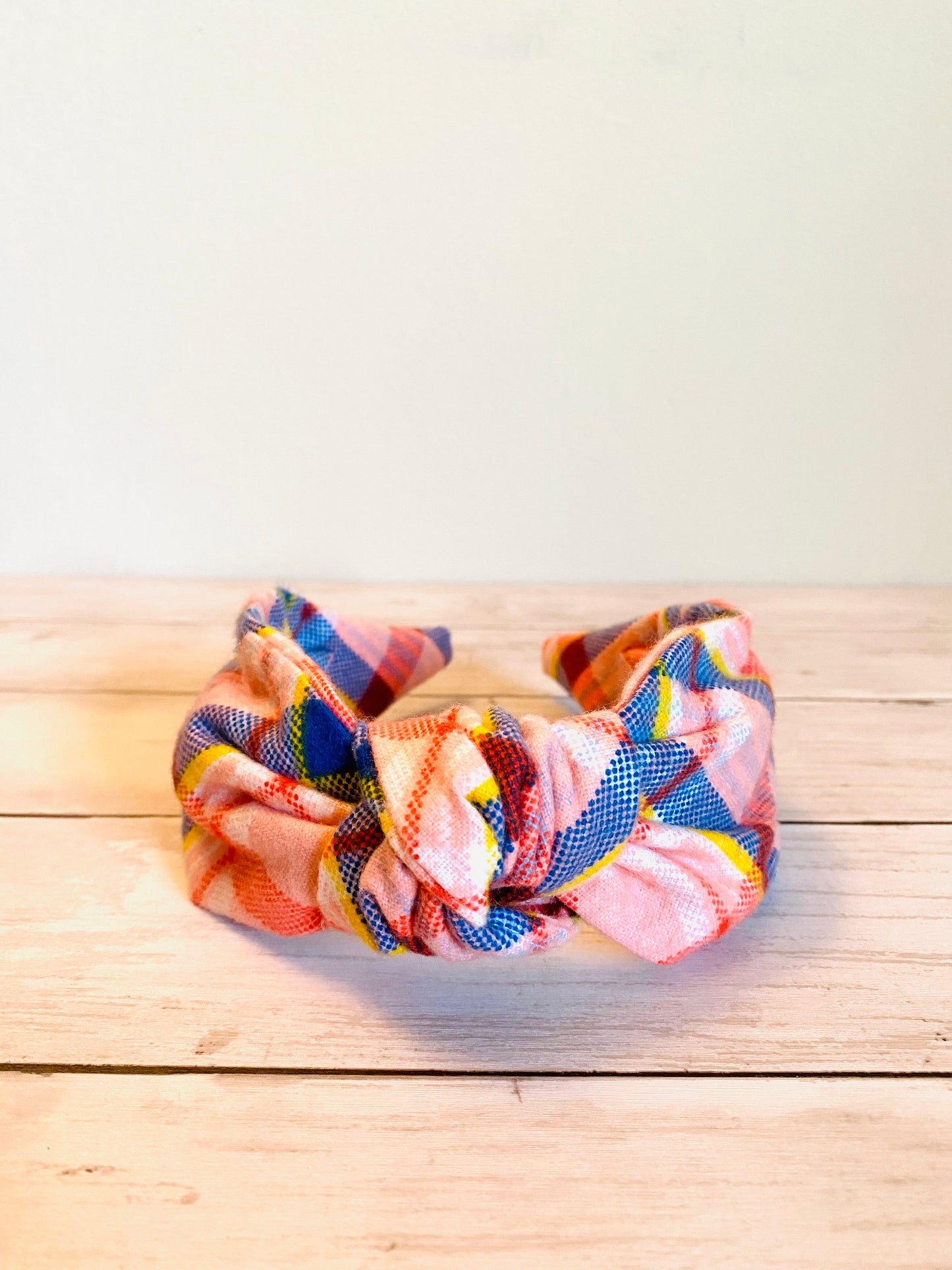 Pink Flannels Pink & Blue Plaid Knotted Classic Headband